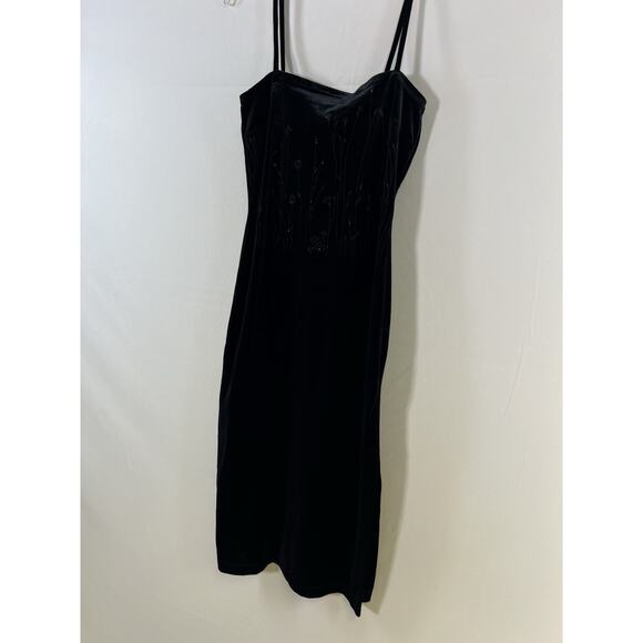 VTG Y2K Rampage Black Velour Velvet Floral Slip Dress Women’s M Fairy Grange - Picture 5 of 13